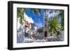 View of Metropolitan Church in cobbled street, Mykonos Town, Mykonos, Cyclades Islands, Aegean Sea-Frank Fell-Framed Photographic Print