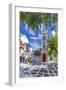 View of Metropolitan Church in cobbled street, Mykonos Town, Mykonos, Cyclades Islands, Aegean Sea-Frank Fell-Framed Photographic Print