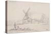 View of Mill with a Windmill on Blackheath, Greenwich, London, 1833-George Shepheard-Stretched Canvas