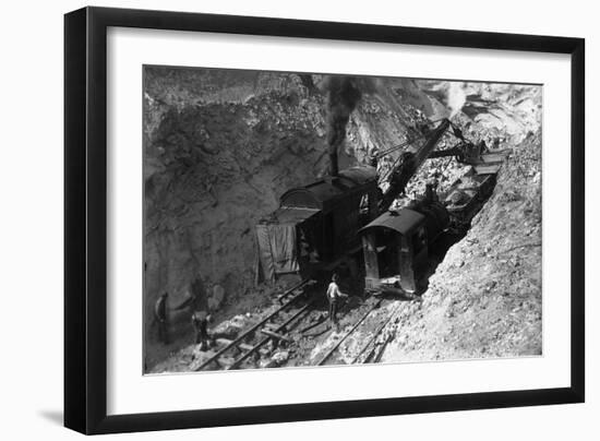 View of Mining - Guernsey, WY-Lantern Press-Framed Art Print