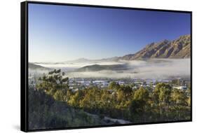 View of mist over Montagu at dawn, Western Cape, South Africa, Africa-Ian Trower-Framed Stretched Canvas