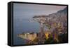 View of Monaco from Above at Dusk, Monaco, Mediterranean, Europe-Frank Fell-Framed Stretched Canvas