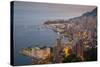 View of Monaco from Above at Dusk, Monaco, Mediterranean, Europe-Frank Fell-Stretched Canvas