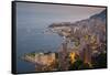 View of Monaco from Above at Dusk, Monaco, Mediterranean, Europe-Frank Fell-Framed Stretched Canvas