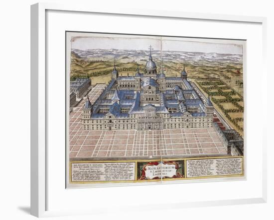 View of Monastery of El Escorial, Near Madrid, Spain, 16th Century-null-Framed Giclee Print