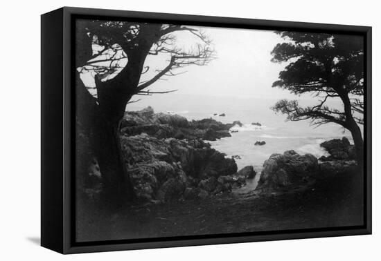 View of Monterey Bay from 17 Mile Drive - Carmel, CA-Lantern Press-Framed Stretched Canvas