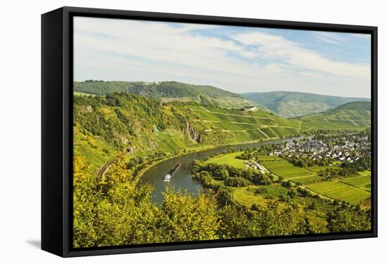 View of Moselle River (Mosel) and Puenderich Village, Rhineland-Palatinate, Germany, Europe-Jochen Schlenker-Framed Stretched Canvas