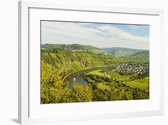 View of Moselle River (Mosel) and Puenderich Village, Rhineland-Palatinate, Germany, Europe-Jochen Schlenker-Framed Photographic Print