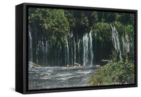 View of Mossbrae Falls - Shasta Springs, CA-Lantern Press-Framed Stretched Canvas