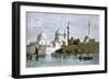 View of Mosul, Iraq, from the Tigris River, 1800s-null-Framed Giclee Print