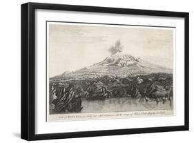 View of Mount Etna in Sicily Now Called Gibello with the Range of Black Rocks Along the Sea Coast-Wooding Wooding-Framed Art Print