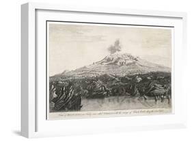 View of Mount Etna in Sicily Now Called Gibello with the Range of Black Rocks Along the Sea Coast-Wooding Wooding-Framed Art Print