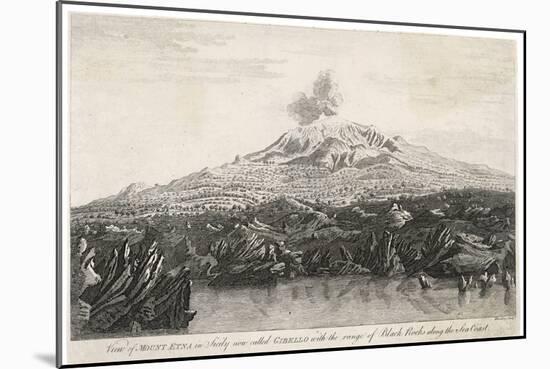 View of Mount Etna in Sicily Now Called Gibello with the Range of Black Rocks Along the Sea Coast-Wooding Wooding-Mounted Art Print