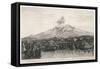 View of Mount Etna in Sicily Now Called Gibello with the Range of Black Rocks Along the Sea Coast-Wooding Wooding-Framed Stretched Canvas