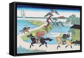 View of Mount Fuji from Horseback-Katsushika Hokusai-Framed Stretched Canvas