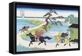 View of Mount Fuji from Horseback-Katsushika Hokusai-Framed Stretched Canvas