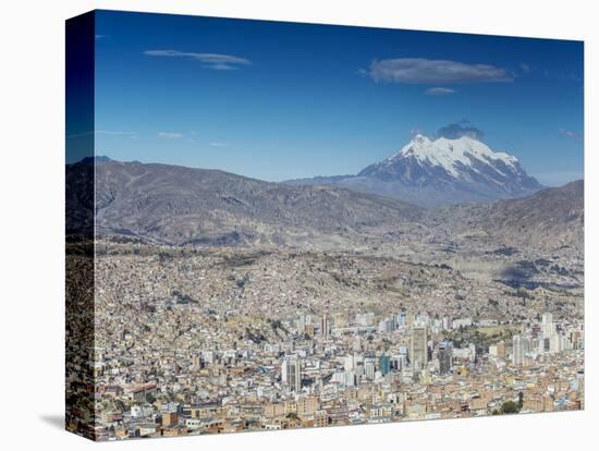 View of Mount Illamani and La Paz, Bolivia-Ian Trower-Stretched Canvas