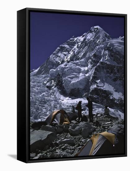 View of Mount Nuptse from Everest Base Camp, Nepal-Michael Brown-Framed Stretched Canvas