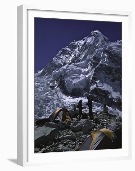 View of Mount Nuptse from Everest Base Camp, Nepal-Michael Brown-Framed Premium Photographic Print