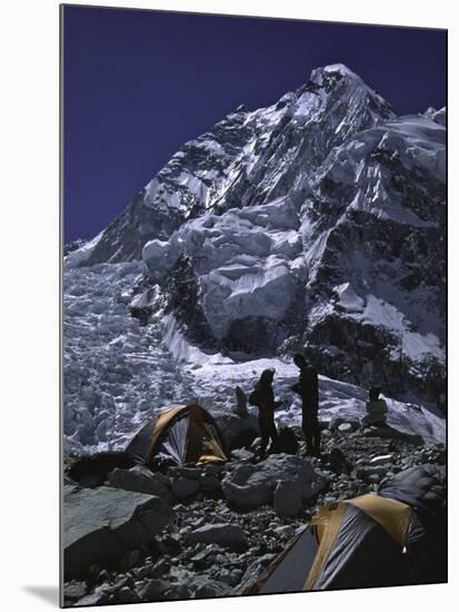 View of Mount Nuptse from Everest Base Camp, Nepal-Michael Brown-Mounted Photographic Print