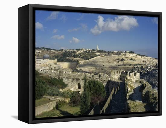 View of Mount of Olives, Jerusalem, Israel, Middle East-Simanor Eitan-Framed Stretched Canvas