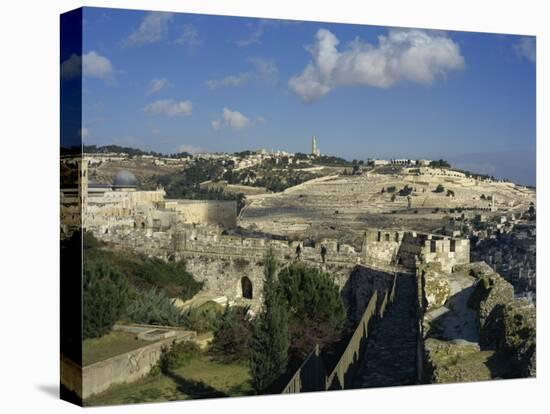 View of Mount of Olives, Jerusalem, Israel, Middle East-Simanor Eitan-Stretched Canvas