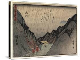 View of Mount Suzuka in Tsuchiyama, 1837-1844-Utagawa Hiroshige-Stretched Canvas