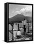 View of Mount Vesuvius from the Town of Torre Annunciata with Men Tending to Drying Pasta-Alfred Eisenstaedt-Framed Stretched Canvas