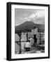 View of Mount Vesuvius from the Town of Torre Annunciata with Men Tending to Drying Pasta-Alfred Eisenstaedt-Framed Photographic Print