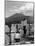 View of Mount Vesuvius from the Town of Torre Annunciata with Men Tending to Drying Pasta-Alfred Eisenstaedt-Mounted Photographic Print