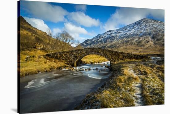 View of mountains and Cattle Bridge in winter-Frank Fell-Stretched Canvas