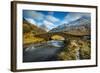 View of mountains and Cattle Bridge in winter-Frank Fell-Framed Photographic Print