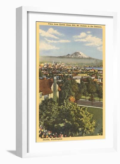 View of Mt. Rainier and Seattle, Washington-null-Framed Art Print