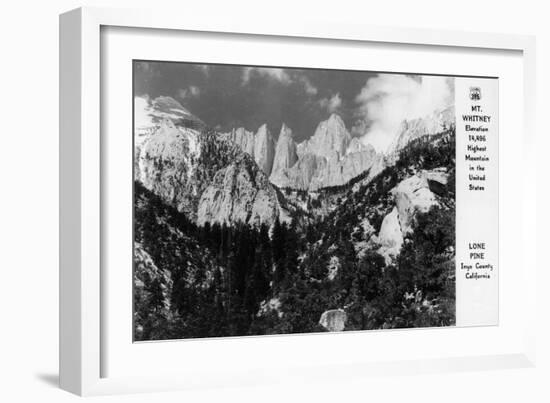 View of Mt. Whitney - Lone Pine, CA-Lantern Press-Framed Art Print