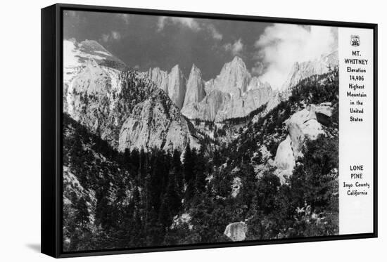View of Mt. Whitney - Lone Pine, CA-Lantern Press-Framed Stretched Canvas