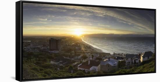 View of Muizenberg Beach at sunrise, Cape Town, Western Cape, South Africa, Africa-Ian Trower-Framed Stretched Canvas