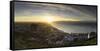 View of Muizenberg Beach at sunrise, Cape Town, Western Cape, South Africa, Africa-Ian Trower-Framed Stretched Canvas