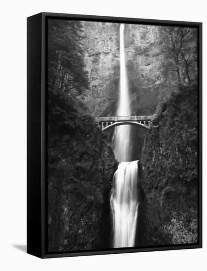 View of Multnomah Falls in Columbia Gorge, Oregon, USA-Walter Bibikow-Framed Stretched Canvas