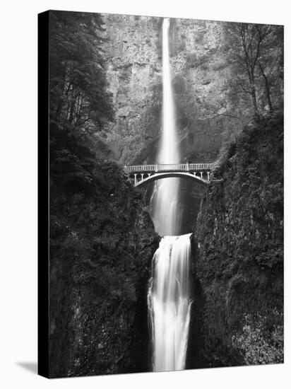 View of Multnomah Falls in Columbia Gorge, Oregon, USA-Walter Bibikow-Stretched Canvas