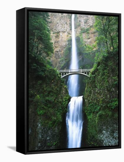 View of Multnomah Falls in Columbia Gorge, Oregon, USA-Walter Bibikow-Framed Stretched Canvas