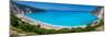 View of Myrtos Beach, coastline, sea and hills near Agkonas, Kefalonia, Ionian Islands-Frank Fell-Mounted Photographic Print