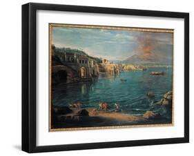 View of Naples from Posillipo, by Gaspar Van Wittel known as Gaspare Vanvitelli,-Gaspar Van Wittel-Framed Art Print