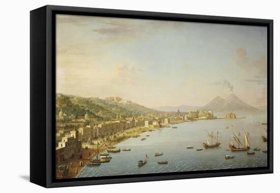 View of Naples from Posillipo with the Riviera Di Chiaia-Antonio Joli-Framed Stretched Canvas