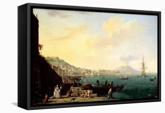 View of Naples with Vesuvius in the Background-Claude Joseph Vernet-Framed Stretched Canvas