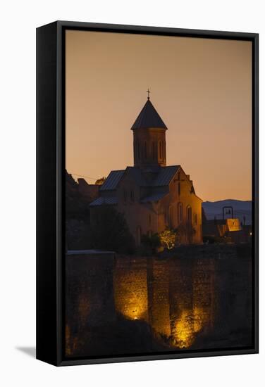 View of Narikala Fortress and St. Nicholas Church, Tbilisi, Georgia, Caucasus, Central Asia, Asia-Jane Sweeney-Framed Stretched Canvas