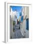 View of narrow street, Mykonos Town, Mykonos, Cyclades Islands, Greek Islands, Aegean Sea, Greece-Frank Fell-Framed Photographic Print