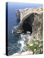 View of Natural Bridge and Boat, Blue Grotto, Malta-Peter Thompson-Stretched Canvas