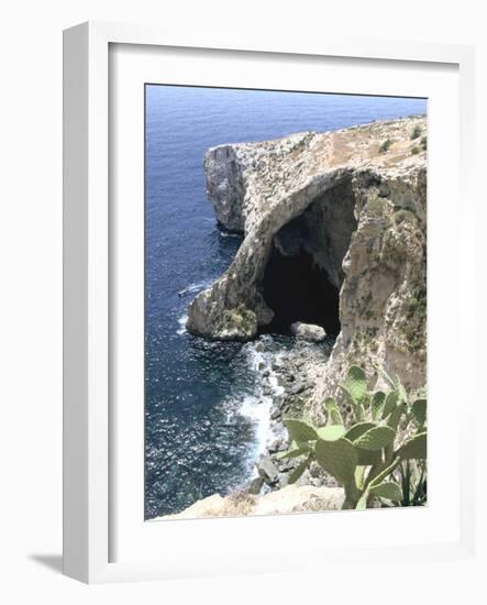 View of Natural Bridge and Boat, Blue Grotto, Malta-Peter Thompson-Framed Photographic Print