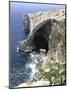View of Natural Bridge and Boat, Blue Grotto, Malta-Peter Thompson-Mounted Photographic Print