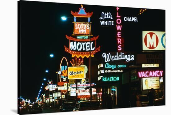 View of Neon Signs on Las Vegas Street-null-Stretched Canvas